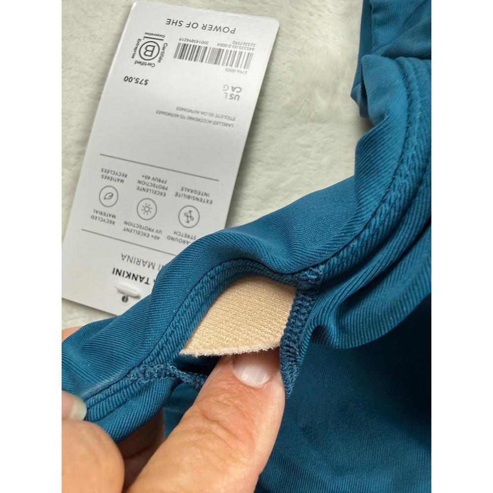 Athleta Marina Tankini Swim Top Teal Blue High Neck Recycled UPF 40+ Large NEW - Picture 8 of 8
